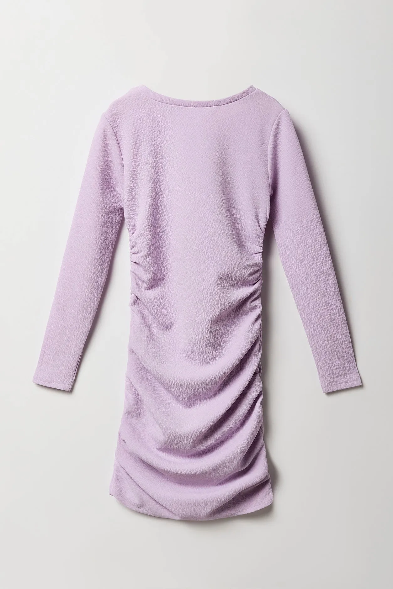 Girls Side Ruched Long Sleeve Dress