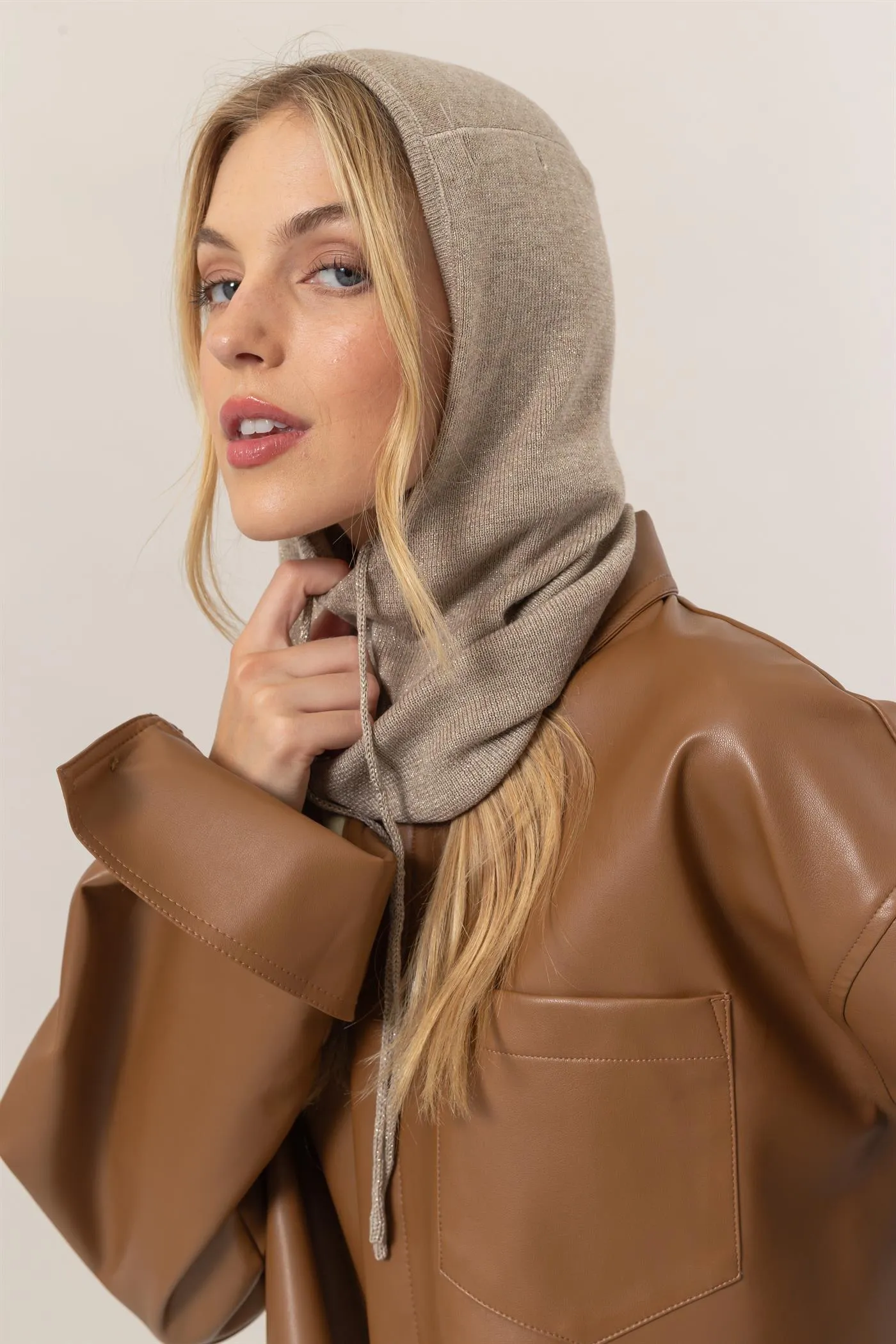 HF24F852-Balaclava Knit Hood Scarf
