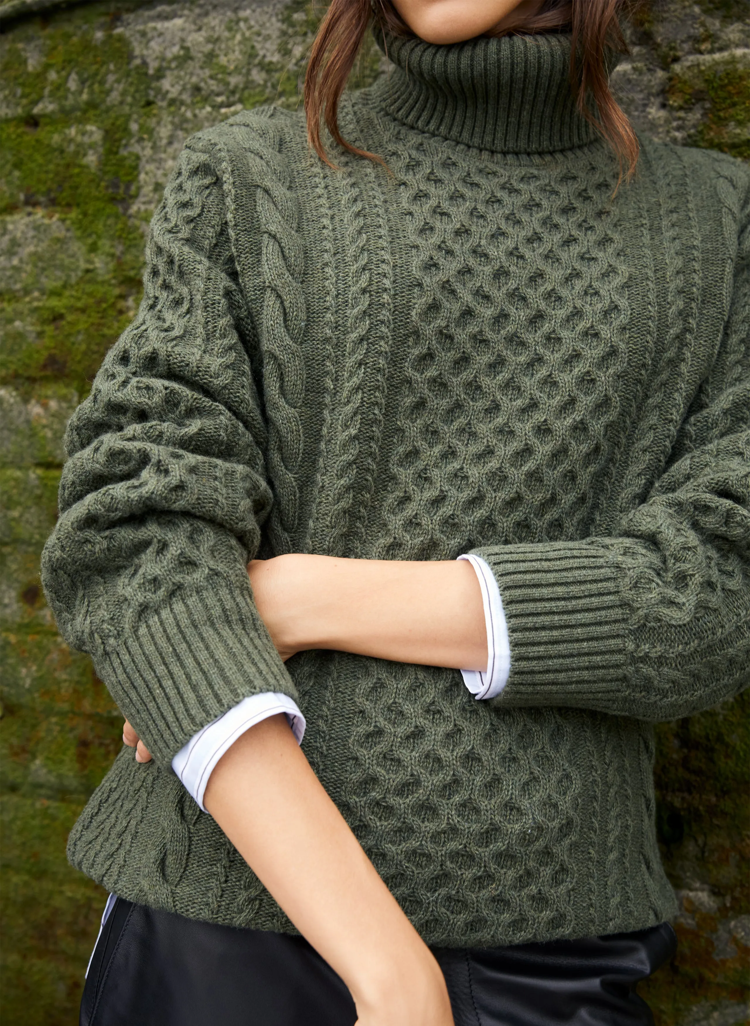 Juno Wool Blend Cable Turtleneck Jumper