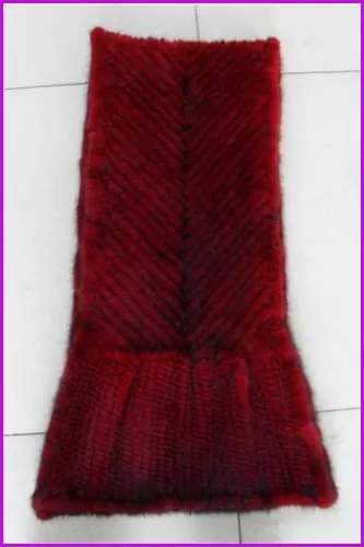 Knitted Mink Fur Long Shawl