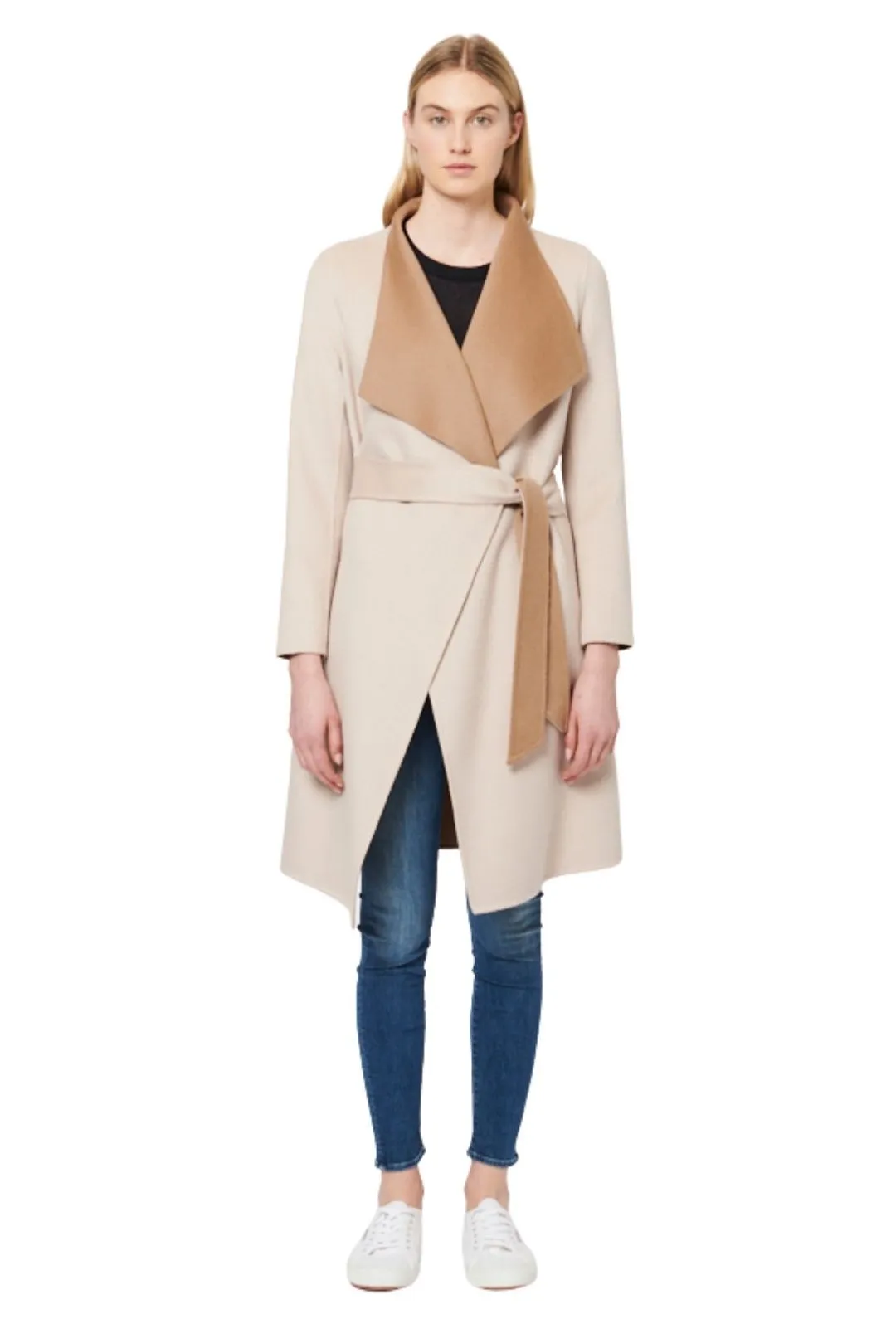 Line Meghan Woven Reversible Wrap Coat - Camel Rosebud