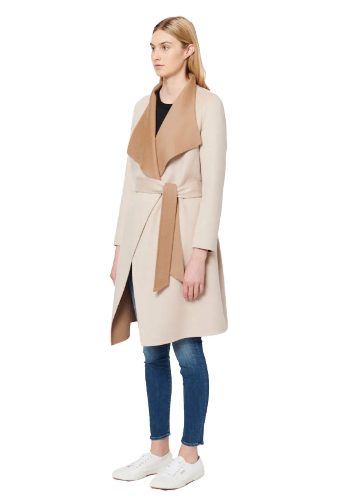 Line Meghan Woven Reversible Wrap Coat - Camel Rosebud