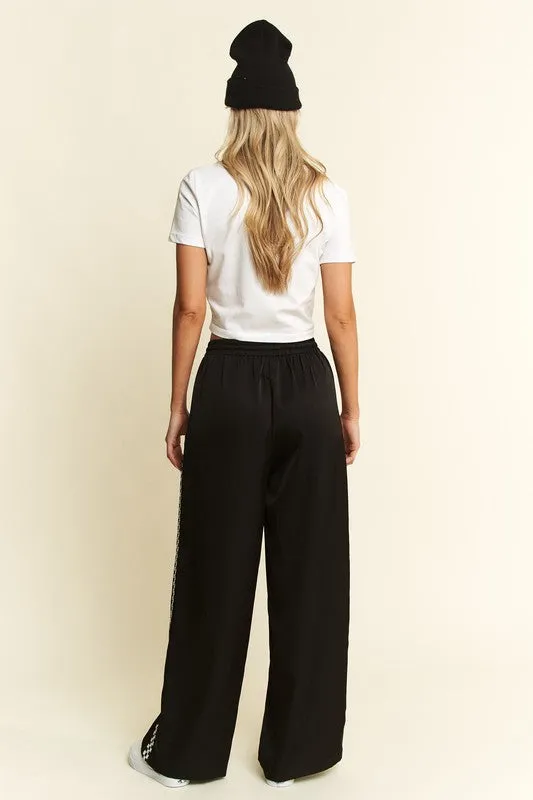 Marcy Checkerboard Tape Satin Sweatpants