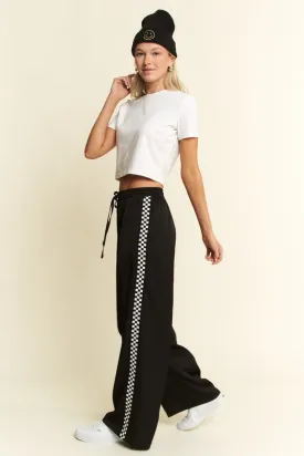 Marcy Checkerboard Tape Satin Sweatpants