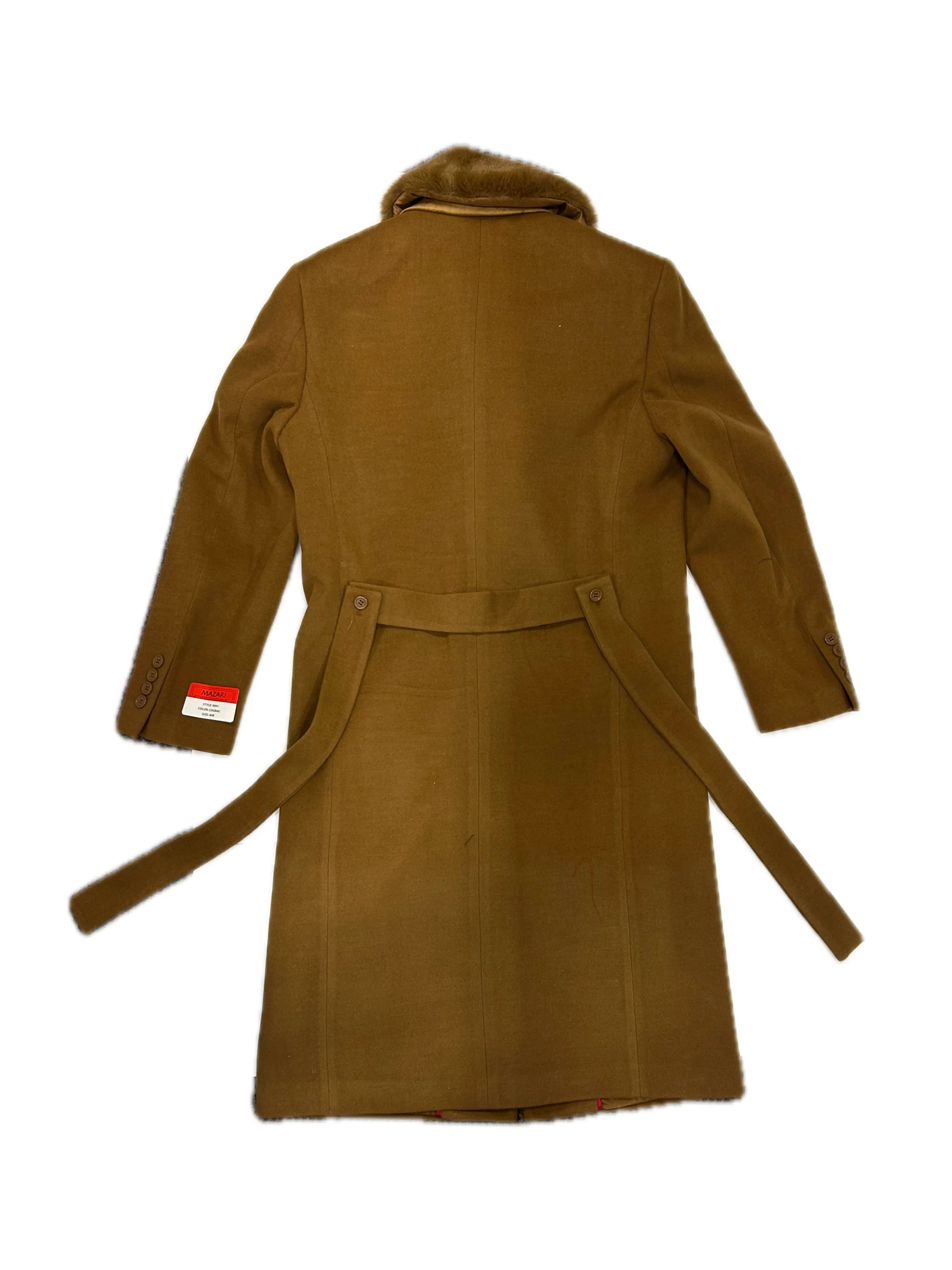 Mazari 9001 Top Coat With Fur Collar Cognac