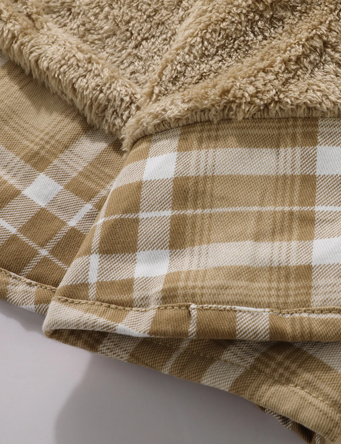 Men's Casual Flannel Lined Long Sleeve Fall Winter Warm Plaid Hooded Shirt Jacket