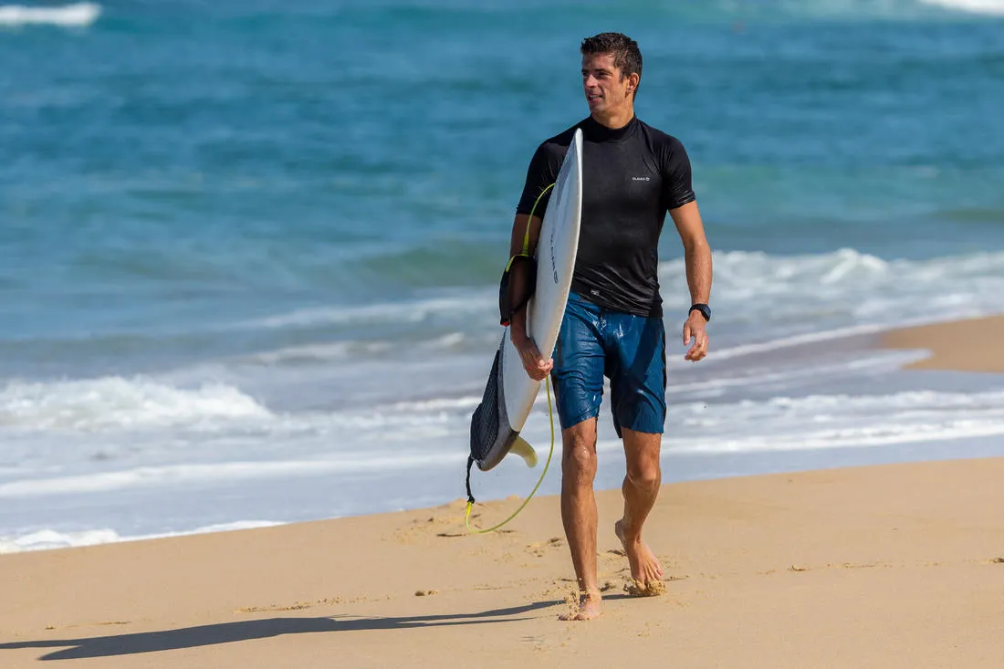 Men’s Surfing T-shirt Thermal Fleece Top Short Sleeve - 900 Black