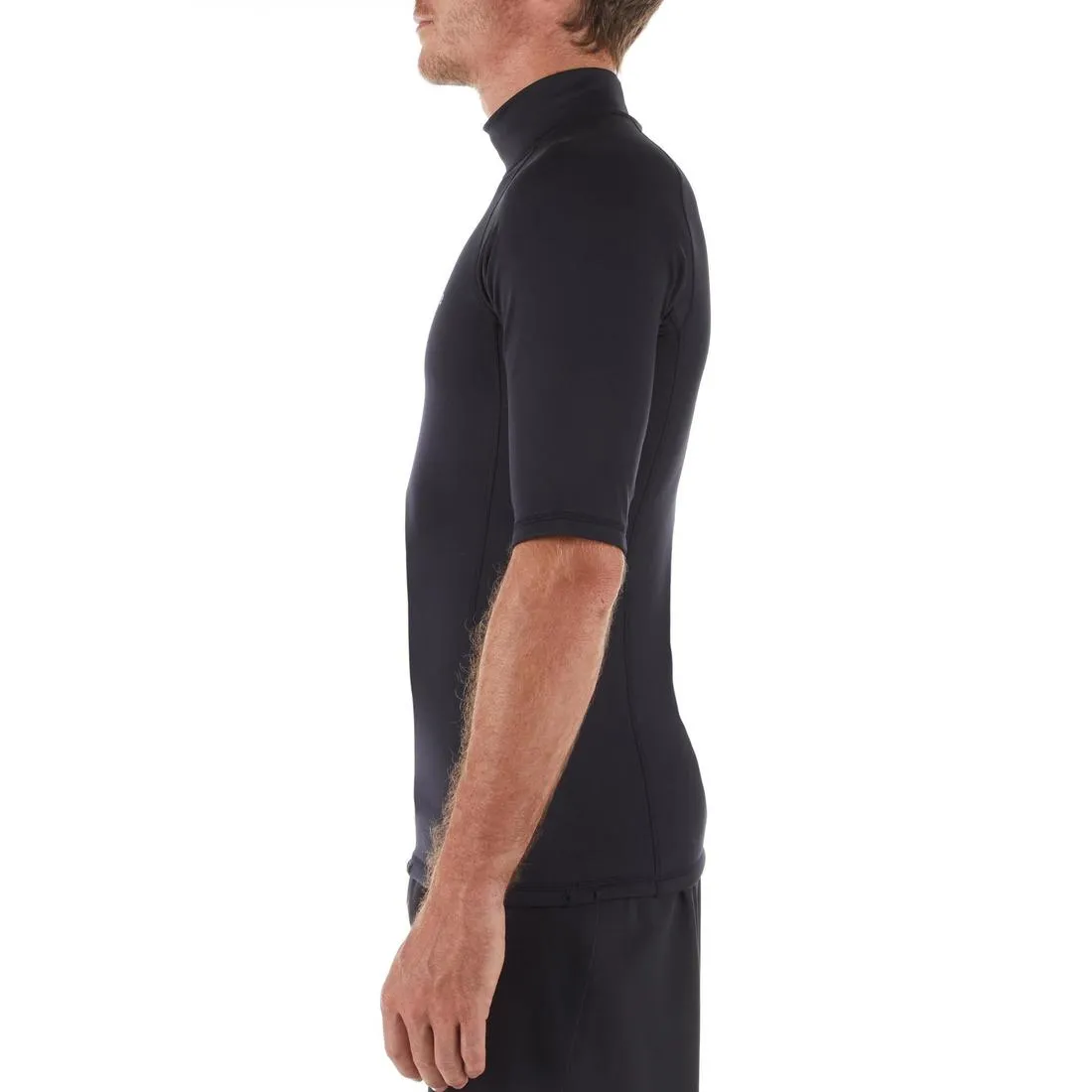 Men’s Surfing T-shirt Thermal Fleece Top Short Sleeve - 900 Black