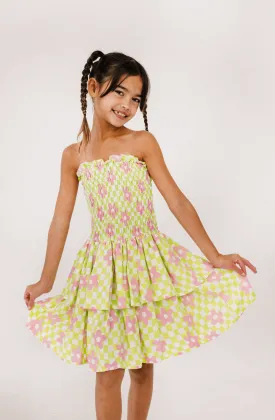 Mine Dress in Check Floral Mint