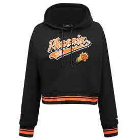 NBA PHOENIX SUNS SCRIPT TAIL WOMEN'S RIB FLC CROPPED PO HOODIE (BLACK/ORANGE)