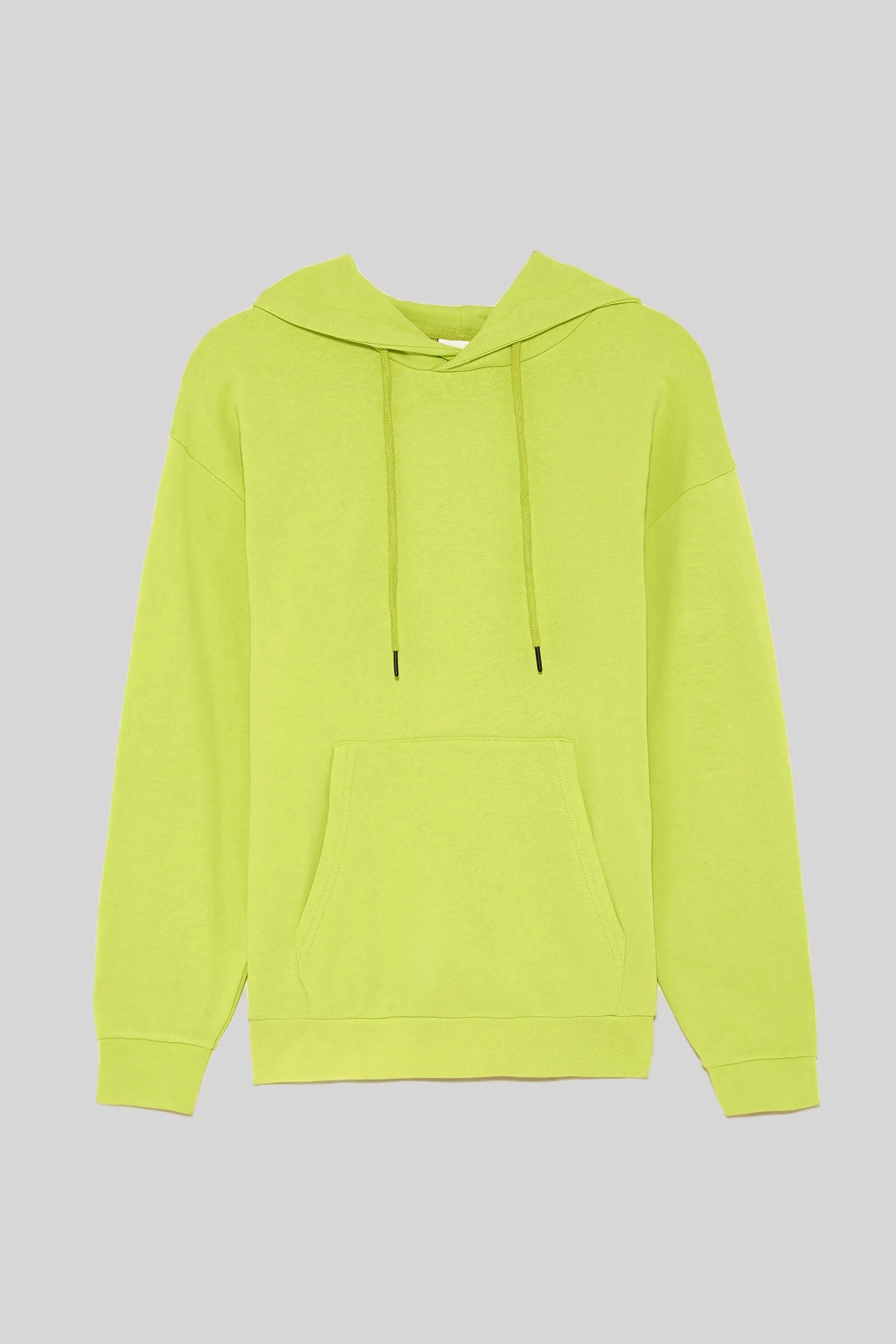 Neon Yellow Streetwear Men Long Sleeve Patch Outpocket Hoodie / Gym Oversized