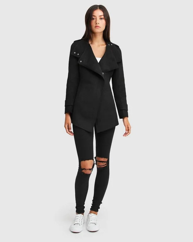 New Fit Bad Girl Wool Blend Moto Coat