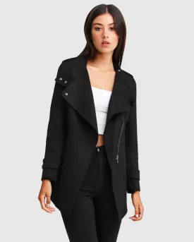 New Fit Bad Girl Wool Blend Moto Coat