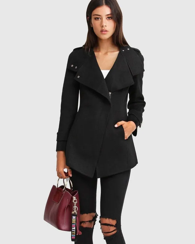 New Fit Bad Girl Wool Blend Moto Coat