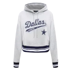 NFL DALLAS COWBOYS SCRIPT TAIL WOMEN'S RIB FLC CROPPED PO HOODIE (HEATHER GREY/MIDNIGHT NAVY)