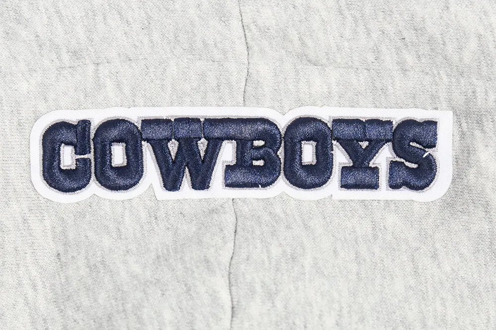 NFL DALLAS COWBOYS SCRIPT TAIL WOMEN'S RIB FLC CROPPED PO HOODIE (HEATHER GREY/MIDNIGHT NAVY)