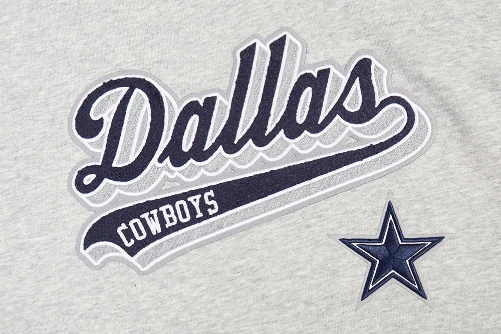 NFL DALLAS COWBOYS SCRIPT TAIL WOMEN'S RIB FLC CROPPED PO HOODIE (HEATHER GREY/MIDNIGHT NAVY)