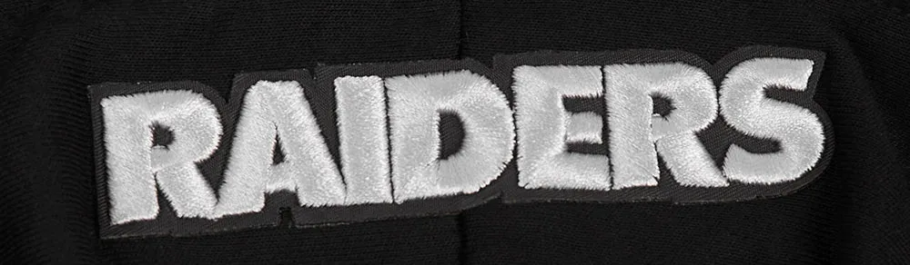NFL LAS VEGAS RAIDERS SCRIPT TAIL WOMEN'S RIB FLC CROPPED PO HOODIE (BLACK/GRAY)