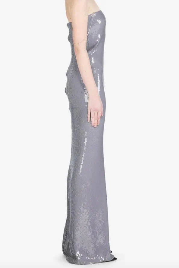No.21 - Strapless Maxi Dress: Grey Sequin