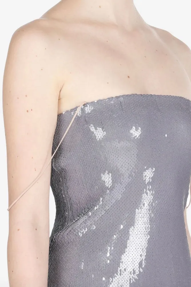 No.21 - Strapless Maxi Dress: Grey Sequin