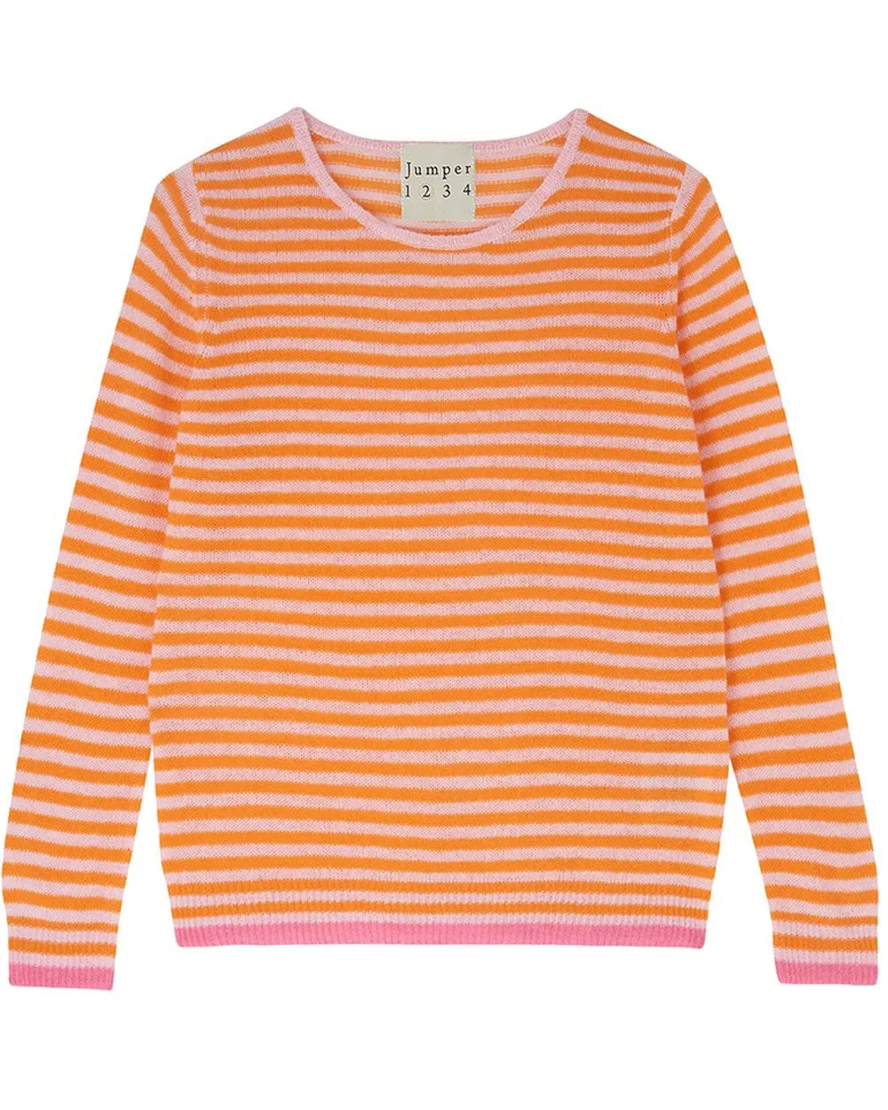 Pink and Orange Little Stripe Crewneck Sweater