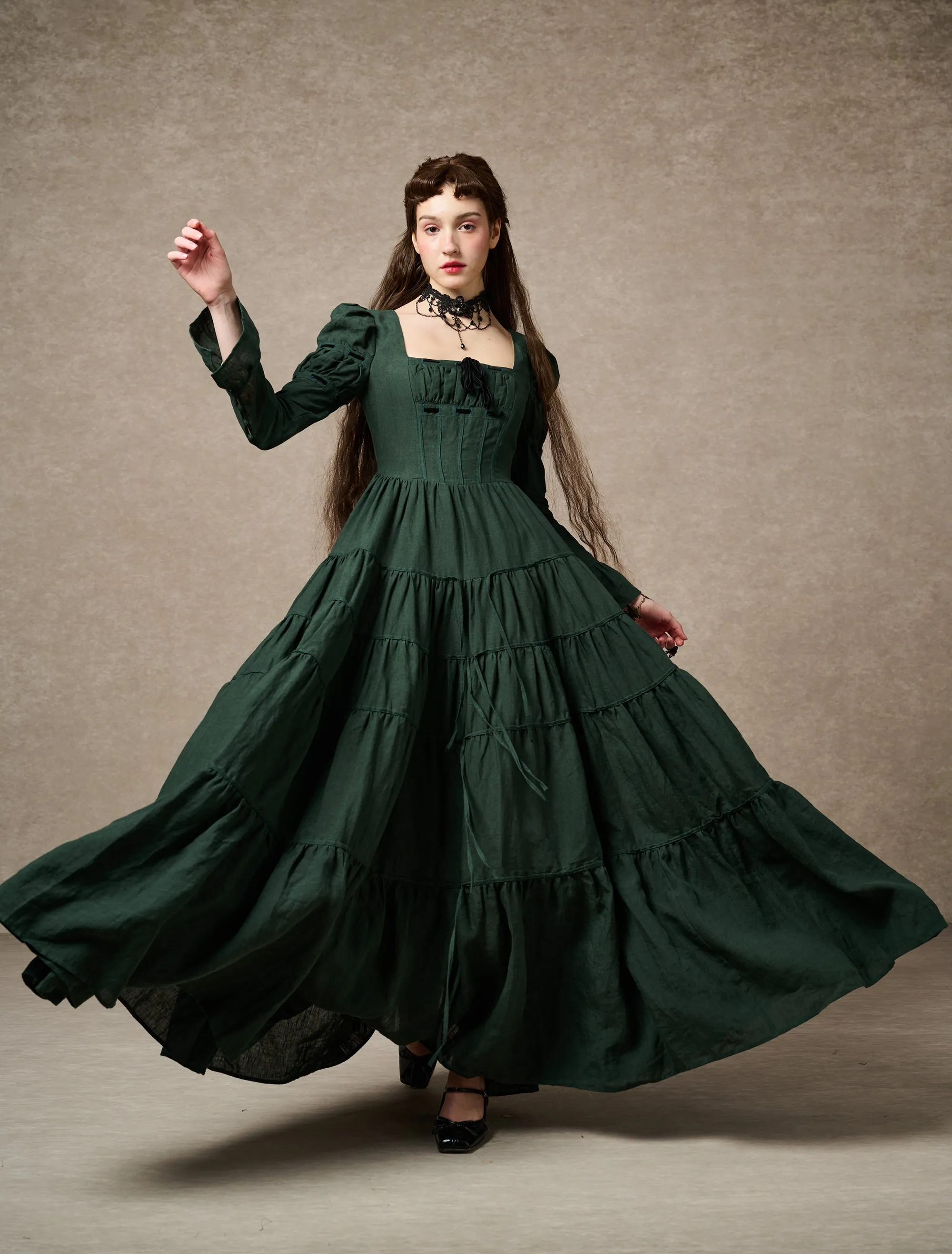 Queena 22 | Empired Maxi linen dress
