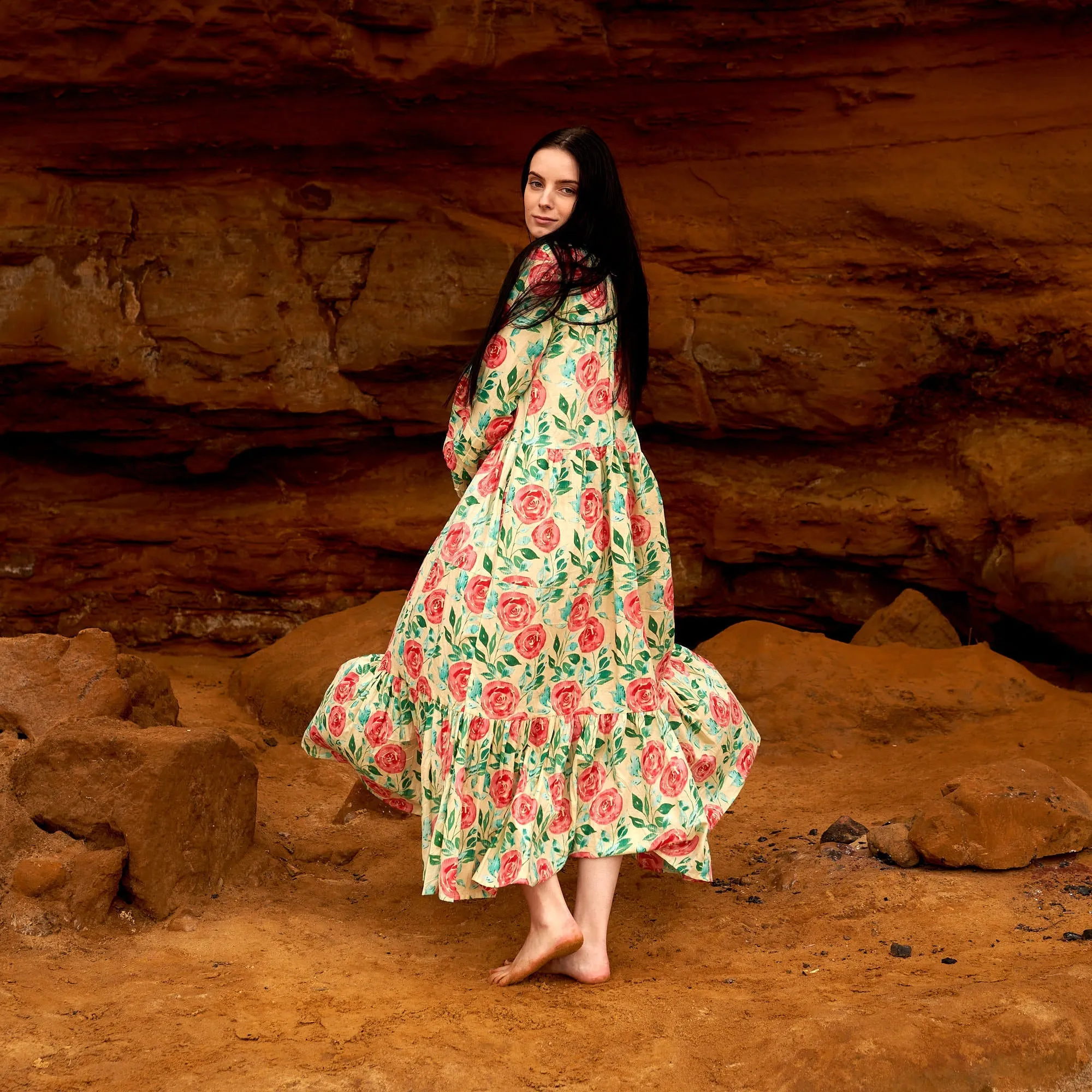 Rose Revival Cotton Maxi Dress | Romantic Florals