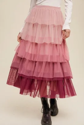 Shades of Pink Tiered Skirt