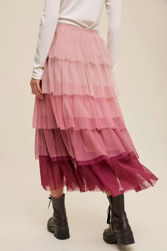 Shades of Pink Tiered Skirt