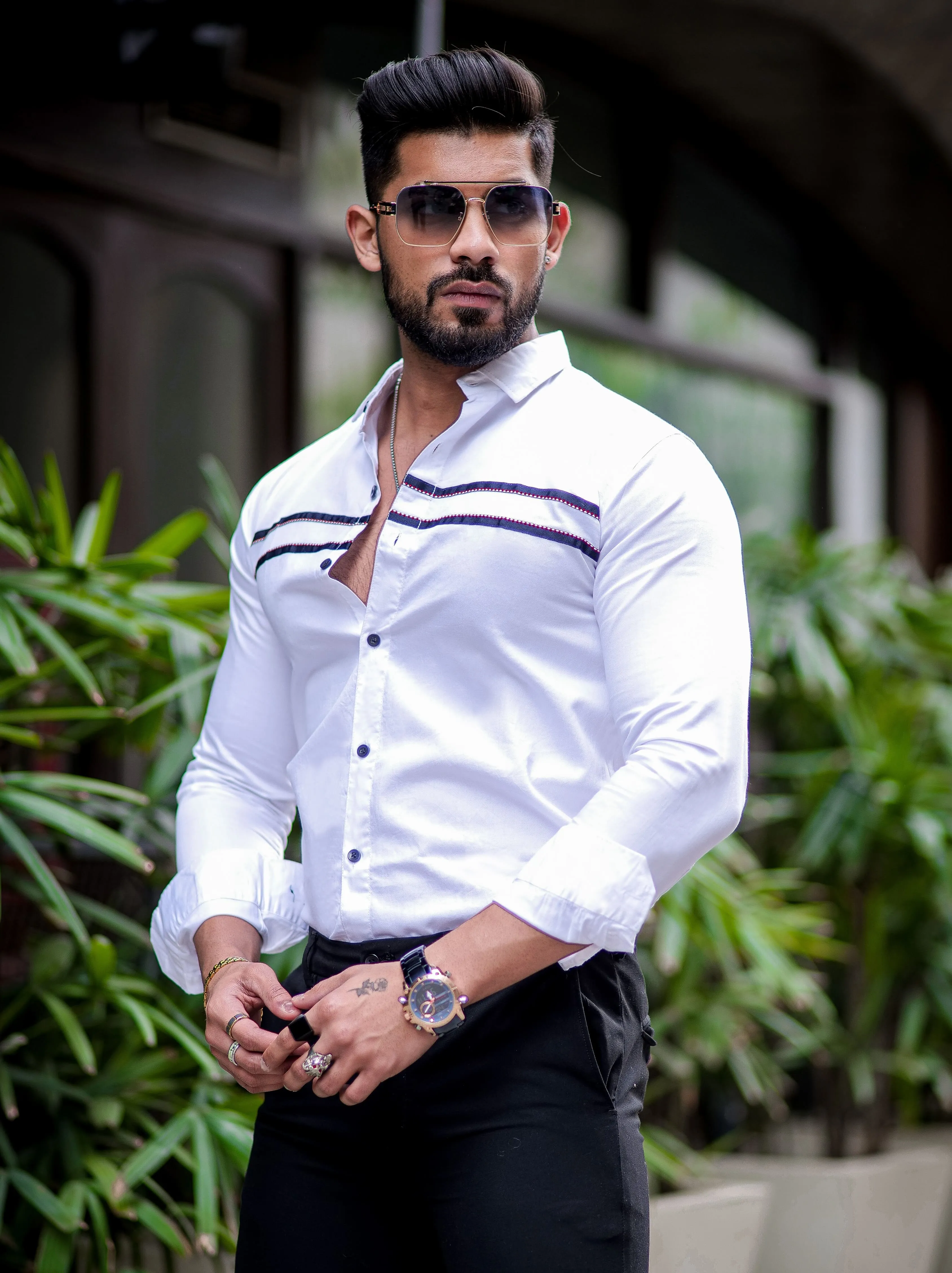 Snow Drift Designer Solid Cotton Shirt