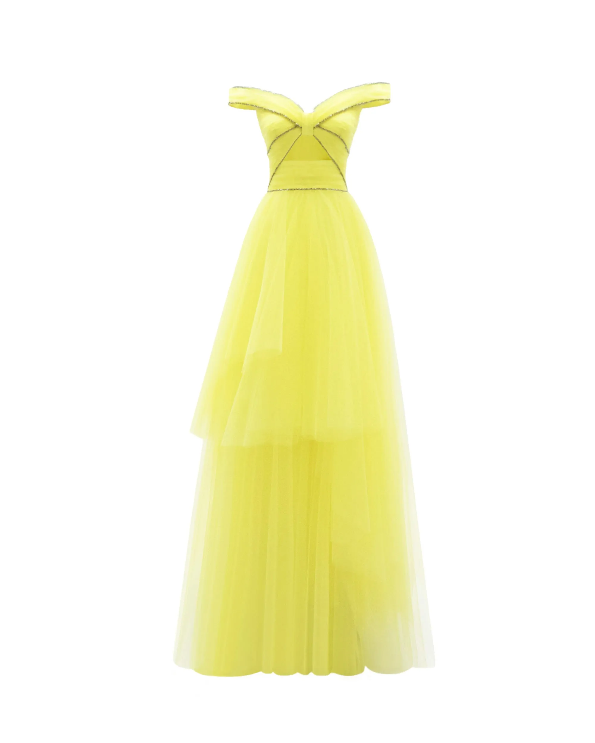 Tulle Dress With Beaded Trimmings