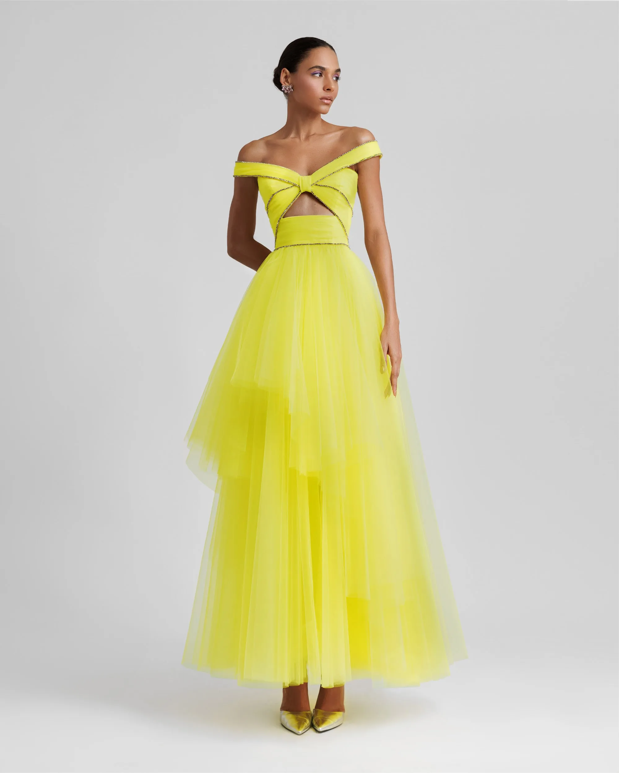 Tulle Dress With Beaded Trimmings