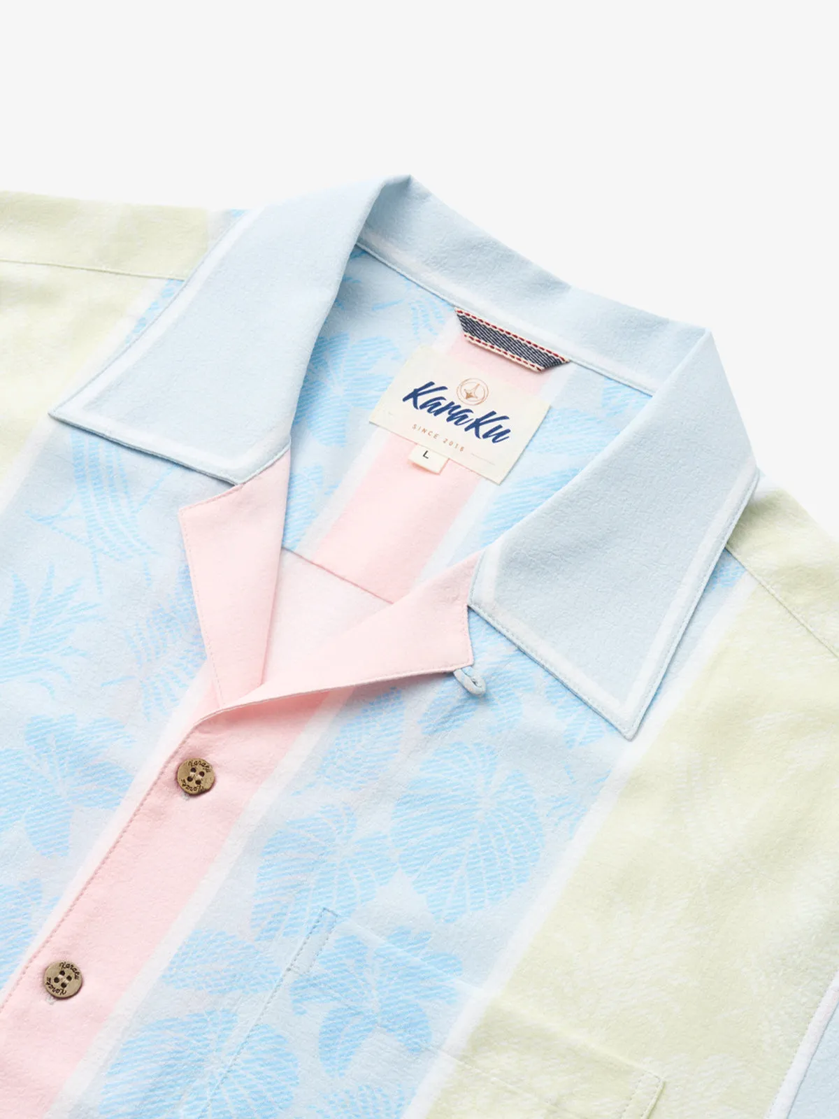 Vintage Tropical Patterns Seersucker Camp Shirt