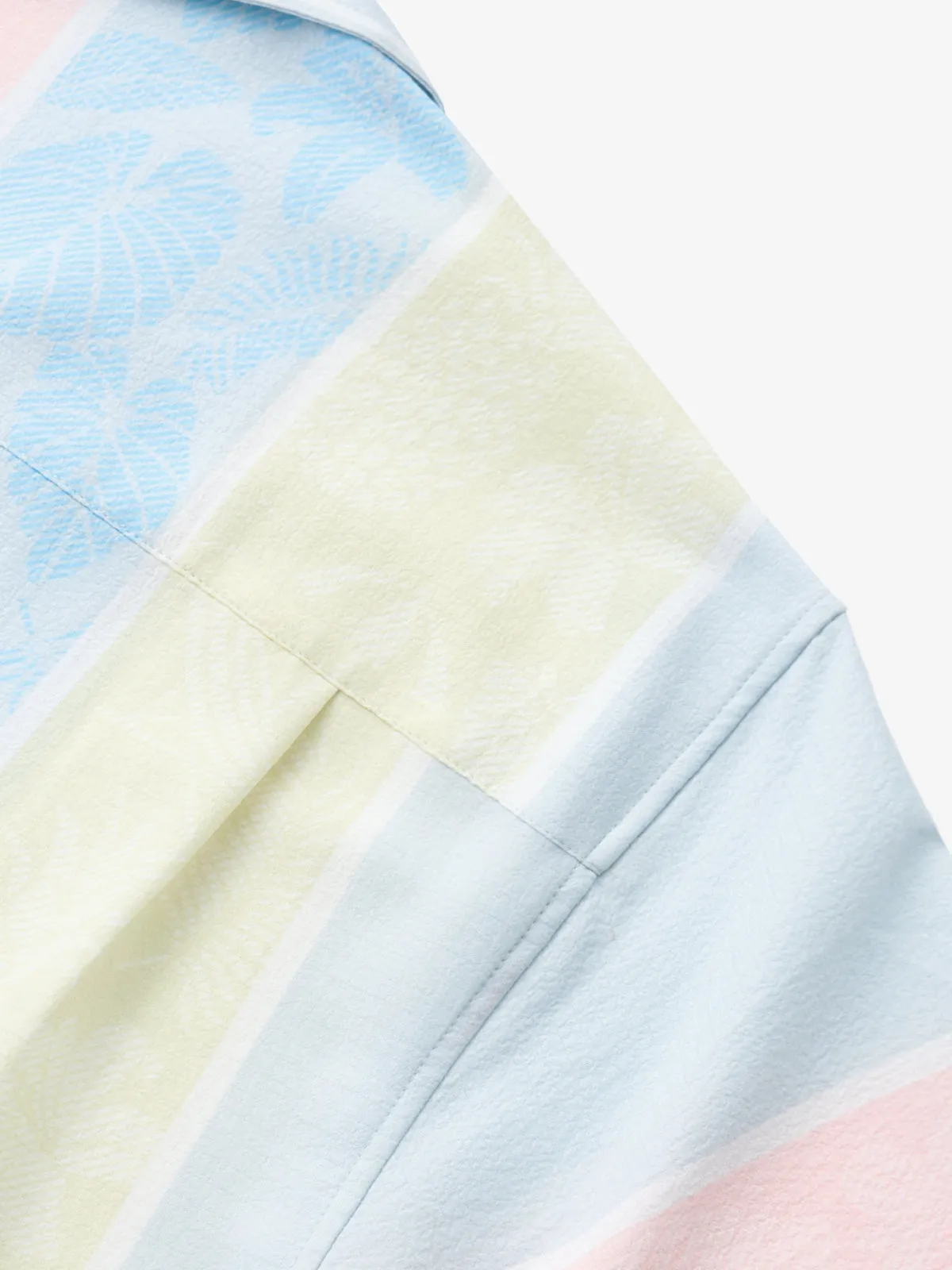 Vintage Tropical Patterns Seersucker Camp Shirt