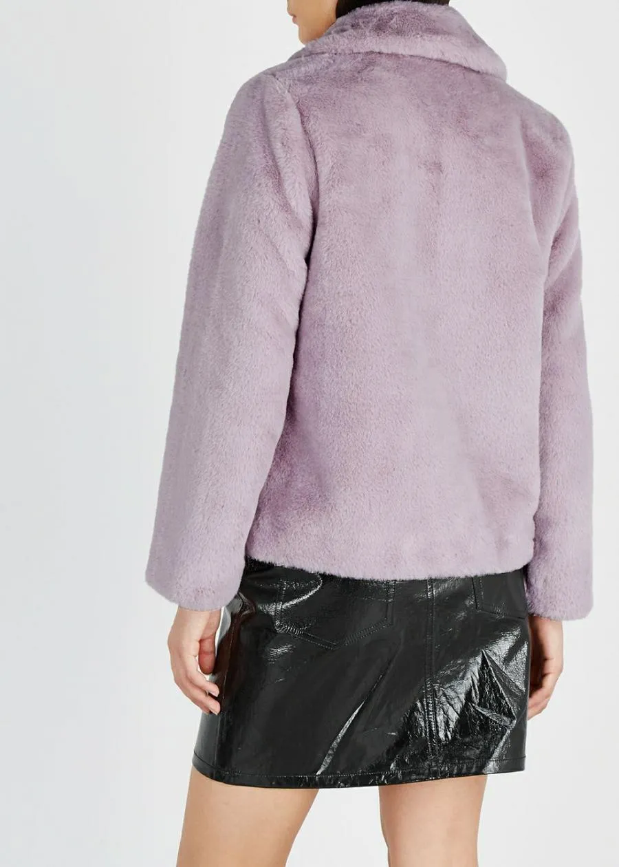 Womens Stand Lavender Fur Jacket