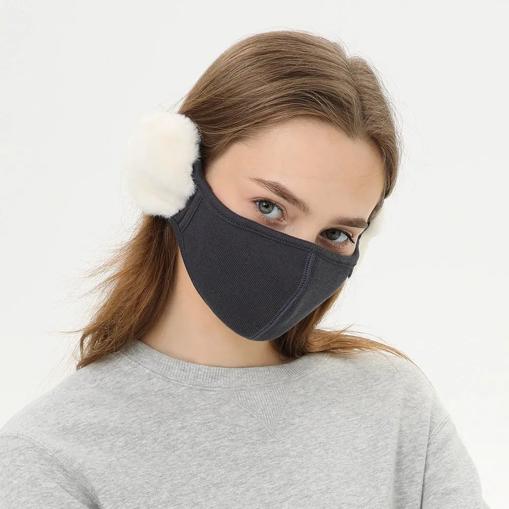 Women's Winter Mask Balaclava Outdoor Protect Face Cover with Earmuffs